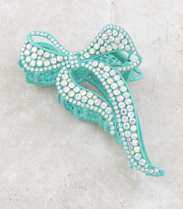 New Arrival :: Wholesale AB Stone Bow Hair Claw Clip