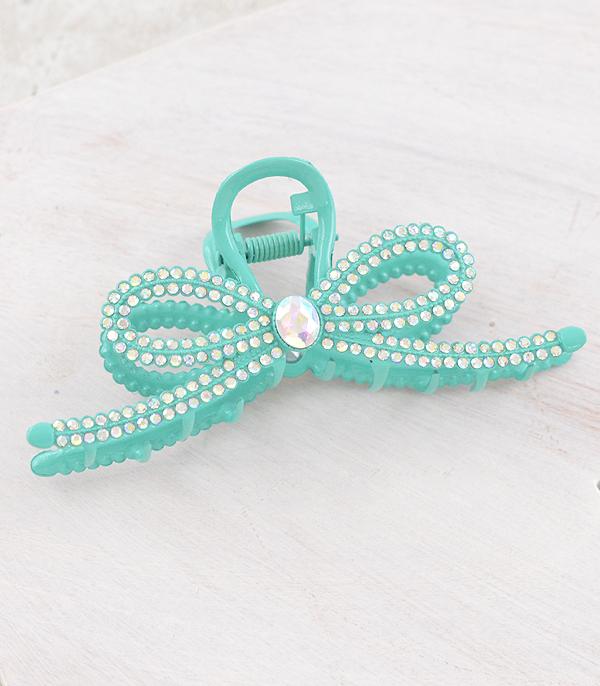 HATS I HAIR ACC :: HAIR ACCESSORIES :: Wholesale AB Stone Bow Hair Claw Clip