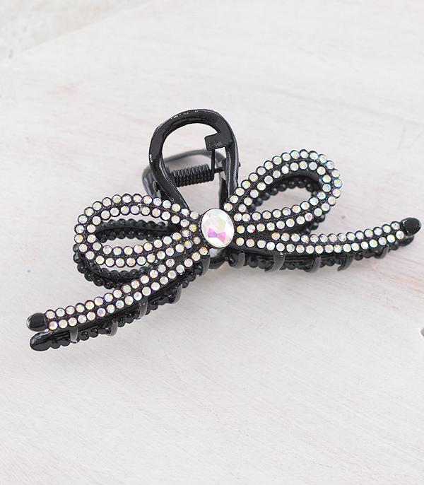 HATS I HAIR ACC :: HAIR ACCESSORIES :: Wholesale AB Stone Bow Hair Claw Clip