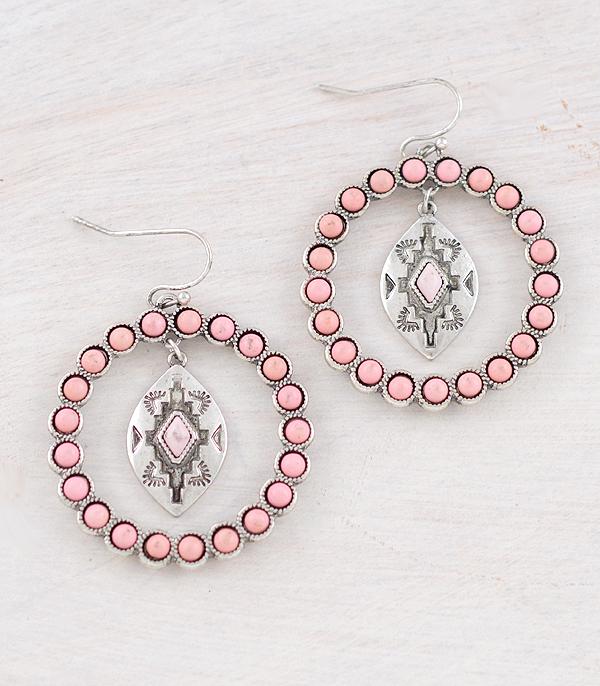 WHAT'S NEW :: Wholesale Pink Stone Aztec Earrings