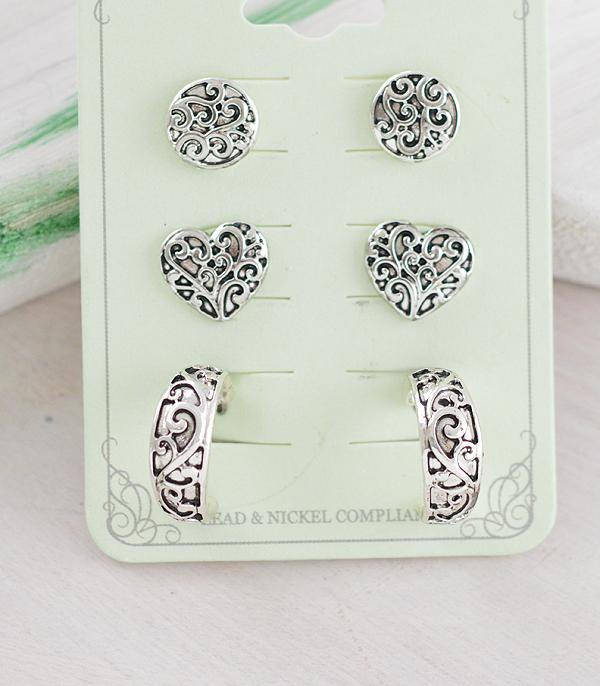 New Arrival :: Wholesale 3PC Set Filigree Earrings