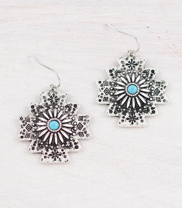 EARRINGS :: WESTERN HOOK EARRINGS :: Wholesale Aztec Turquoise Earrings