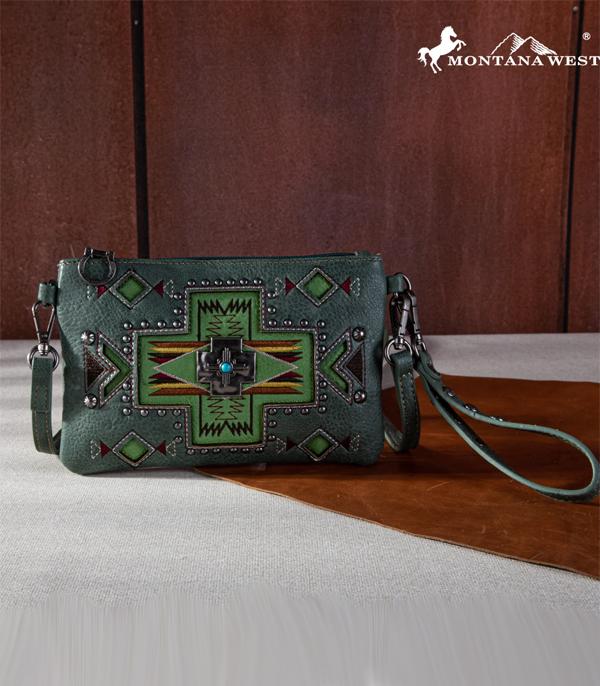 MONTANAWEST BAGS :: CROSSBODY BAGS :: Wholesale Aztec Concho Crossbody Wristlet