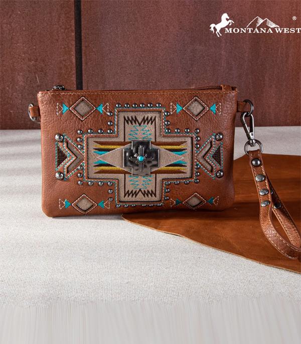 MONTANAWEST BAGS :: CROSSBODY BAGS :: Wholesale Aztec Concho Crossbody Wristlet
