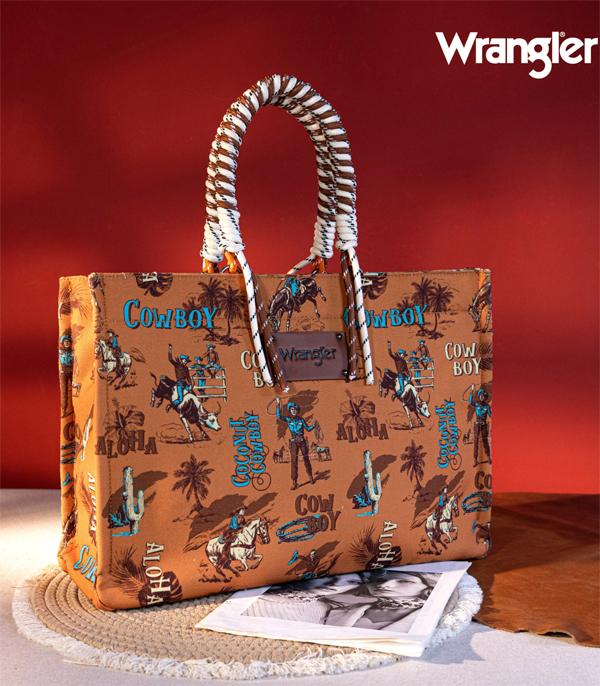 New Arrival :: Wholesale Wrangler Cowboy Print Canvas Tote