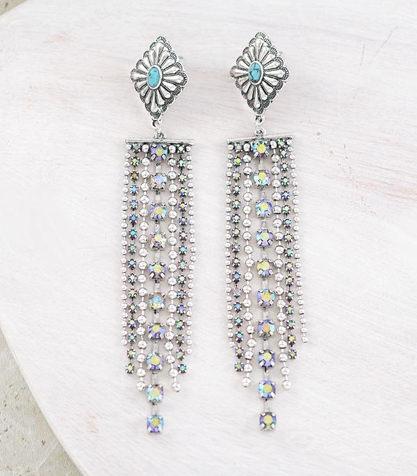 WHAT'S NEW :: Wholesale Concho Rhinestone Tassel Earrings