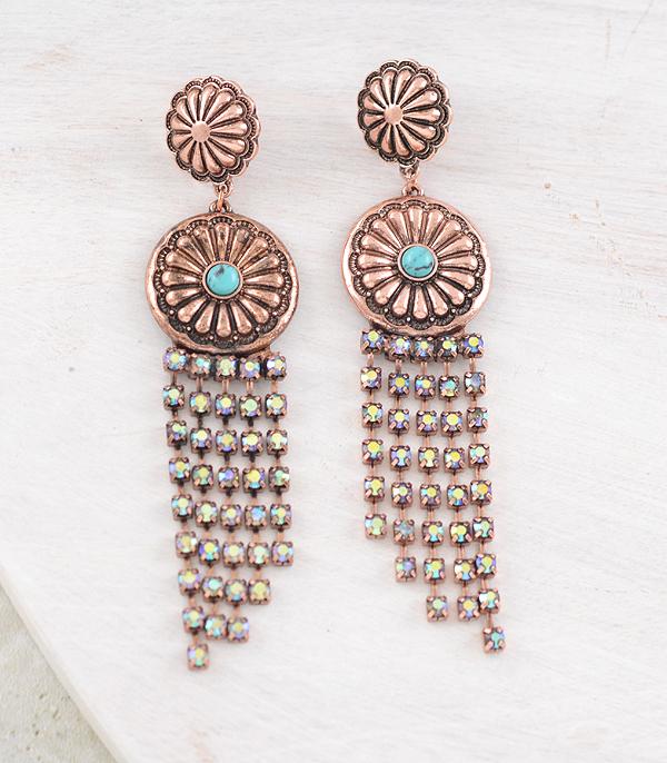 WHAT'S NEW :: Wholesale Concho Post Rhinestone Tassel Earrings