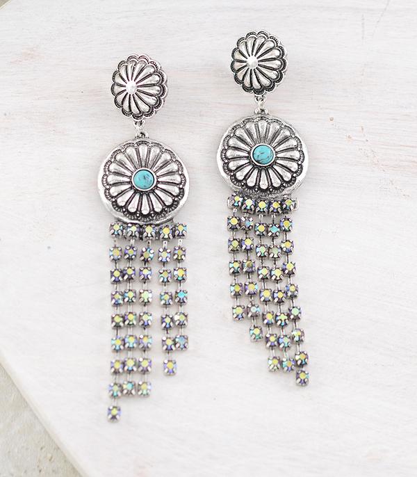 WHAT'S NEW :: Wholesale Concho Post Rhinestone Tassel Earrings