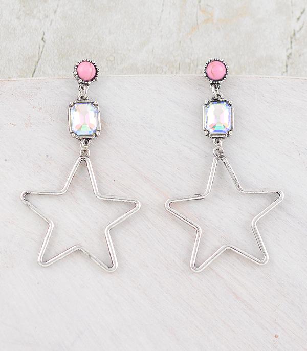 EARRINGS :: WESTERN HOOK EARRINGS :: Wholesale Western Cut-Out Star Earrings