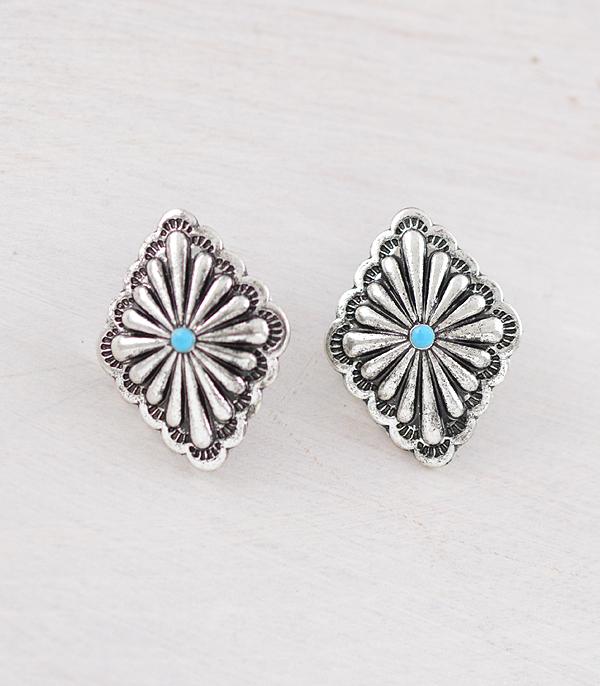 EARRINGS :: WESTERN POST EARRINGS :: Wholesale Western Diamond Shape Concho Earrings