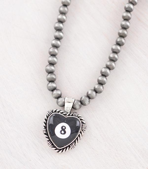 NECKLACES :: WESTERN TREND :: Wholesale Western Eight Ball Heart Necklace