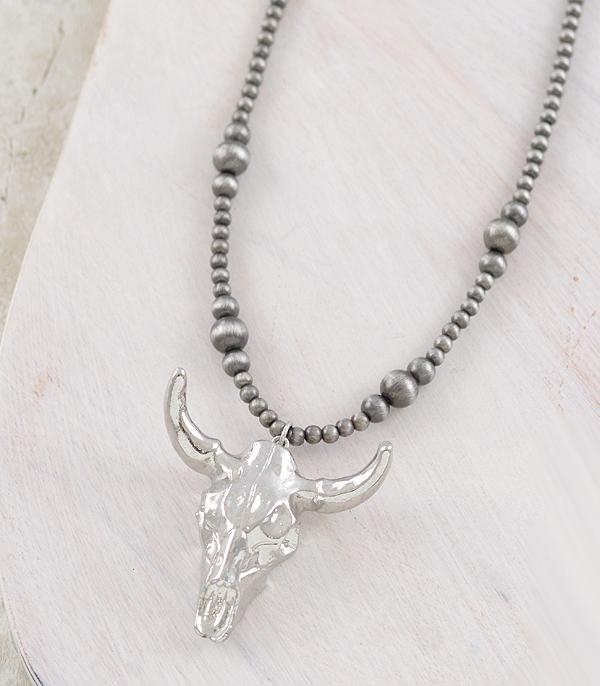 New Arrival :: Wholesale Western Steer Skull Pendant Necklace