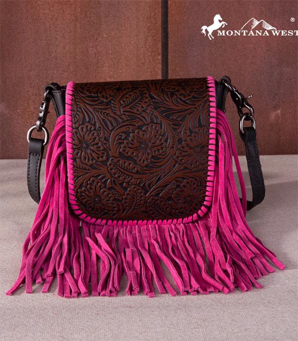 MONTANAWEST BAGS :: CROSSBODY BAGS :: Wholesale Montana West Tooled Fringe Crossbody Bag