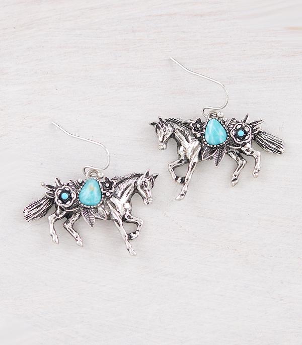 EARRINGS :: WESTERN HOOK EARRINGS :: Wholesale Western Turquoise Horse Earrings