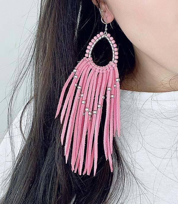 New Arrival :: Wholesale Western Leather Tassel Earrings