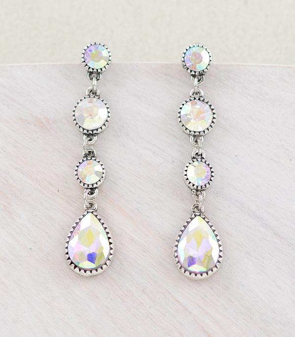 EARRINGS :: WESTERN POST EARRINGS :: Wholesale Western Glass Stone Drop Earrings