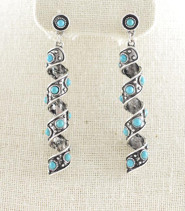 EARRINGS :: WESTERN POST EARRINGS :: Wholesale Western Spiral Drop Earrings