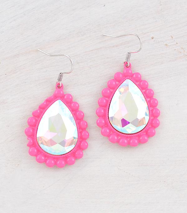 New Arrival :: Wholesale Western Glass Stone Teardrop Earrings