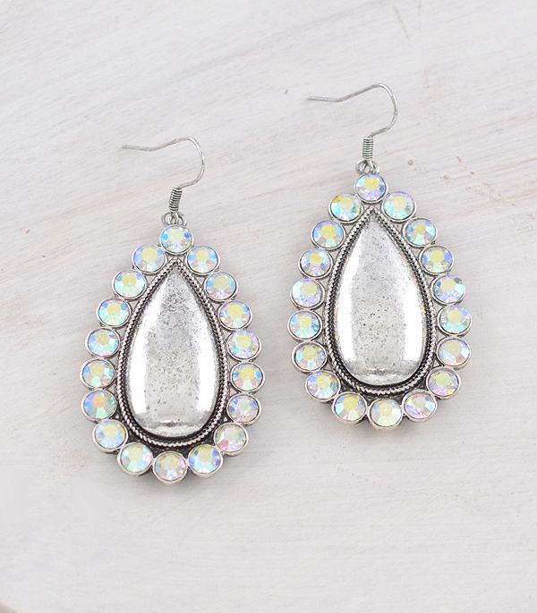 EARRINGS :: TRENDY EARRINGS :: Wholesale Western Rhinestone Teardrop Earrings