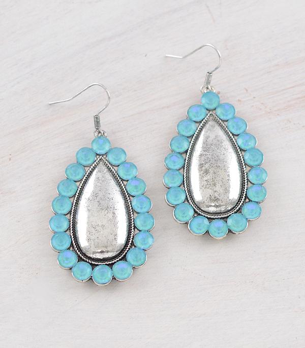 EARRINGS :: WESTERN HOOK EARRINGS :: Wholesale Western Rhinestone Teardrop Earrings