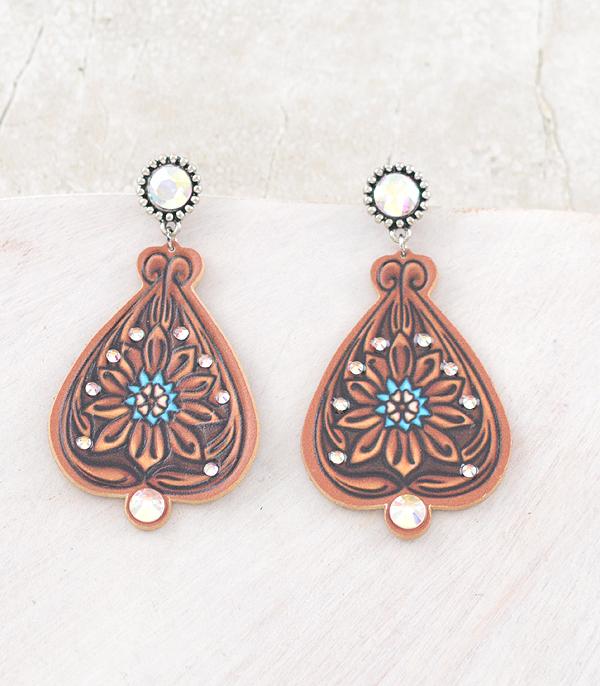 WHAT'S NEW :: Wholesale Western Leather Look Rhinestone Earrings