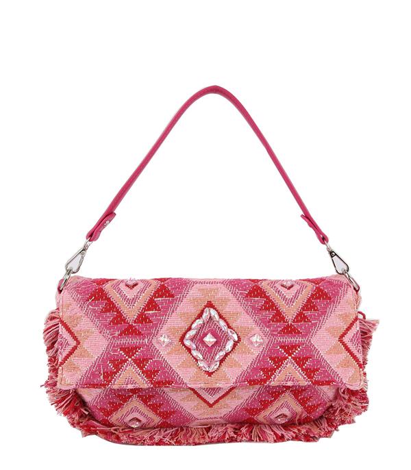 HANDBAGS :: CROSSBODY BAGS :: Wholesale Trendy Aztec Hobo Crossbody Bag