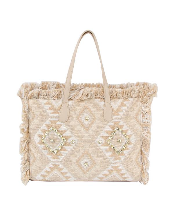 HANDBAGS :: FASHION :: Wholesale Aztec Tassel Tote Crossbody Bag