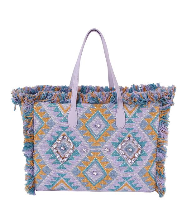 WHAT'S NEW :: Wholesale Aztec Tassel Tote Crossbody Bag