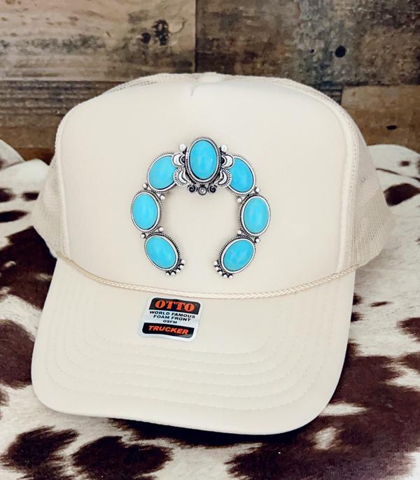 HATS I HAIR ACC :: HAT ACC I HAIR ACC :: Wholesale Turquoise Squash Blossom Trucker Hat Pin