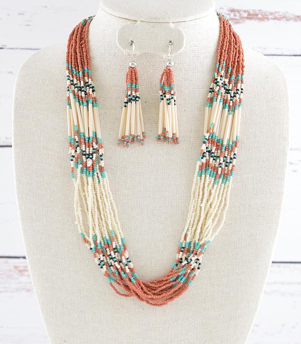 New Arrival :: Wholesale Western Beaded Layered Necklace Set