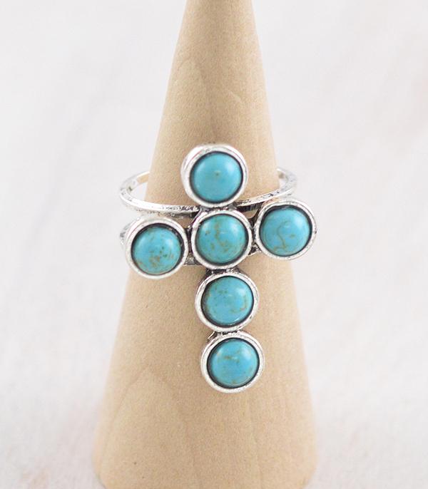 New Arrival :: Wholesale Western Turquoise Cross Ring
