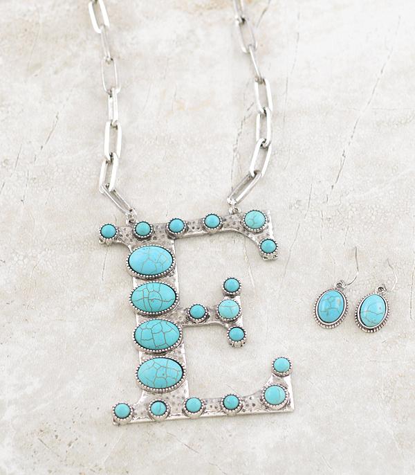 WHAT'S NEW :: Wholesale Oversized Turquoise Initial Necklace Set