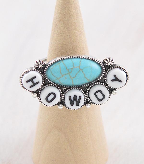New Arrival :: Wholesale Western Turquoise Howdy Ring