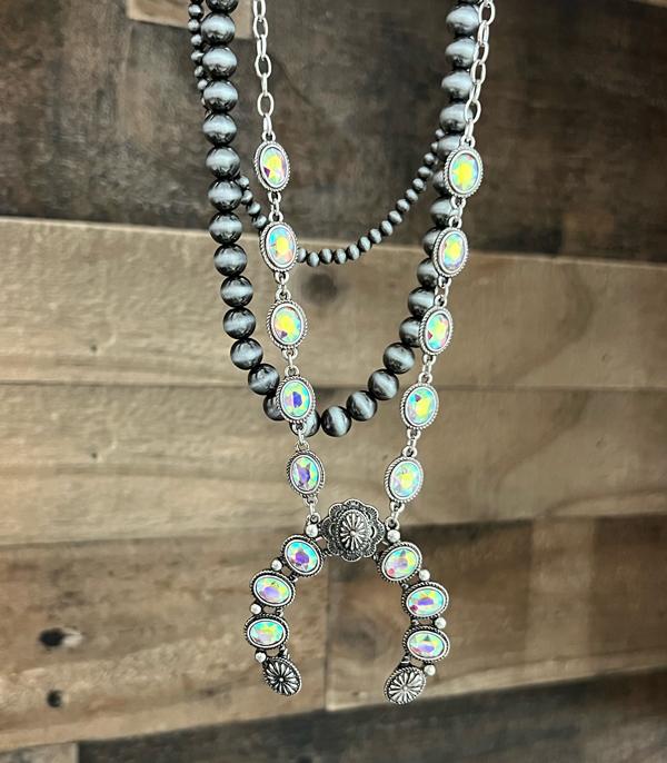 New Arrival :: Wholesale Glass Stone Squash Blossom Necklace