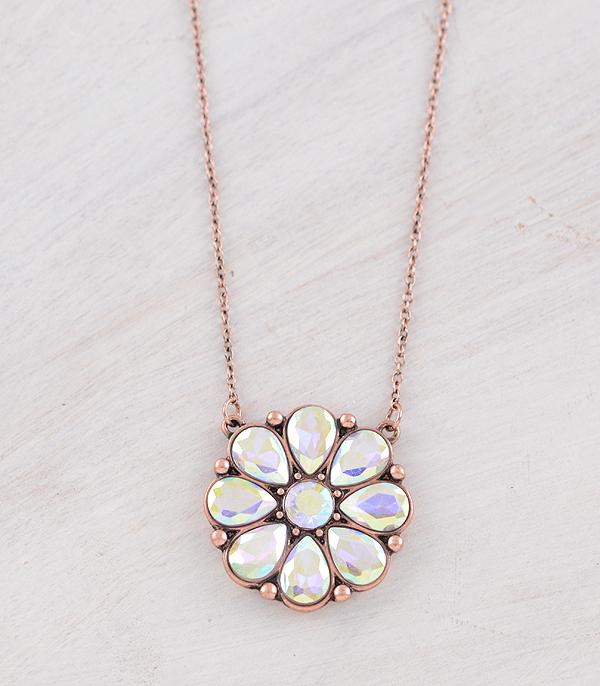 NECKLACES :: WESTERN TREND :: Wholesale AB Glass Stone Pendant Necklace