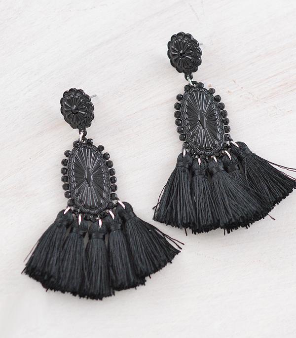 EARRINGS :: TRENDY EARRINGS :: Wholesale Western Concho Tassel Earrings