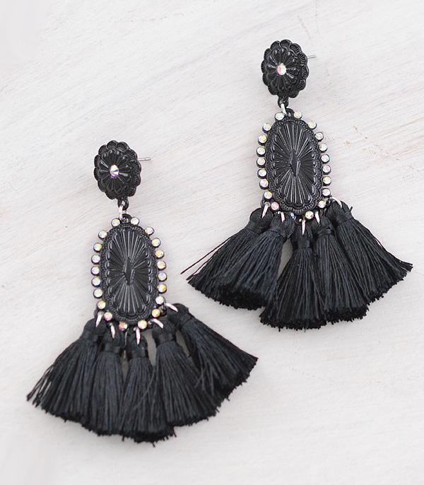 EARRINGS :: WESTERN POST EARRINGS :: Wholesale Western Concho Tassel Earrings