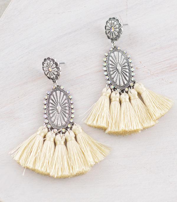 EARRINGS :: WESTERN POST EARRINGS :: Wholesale Western Concho Tassel Earrings