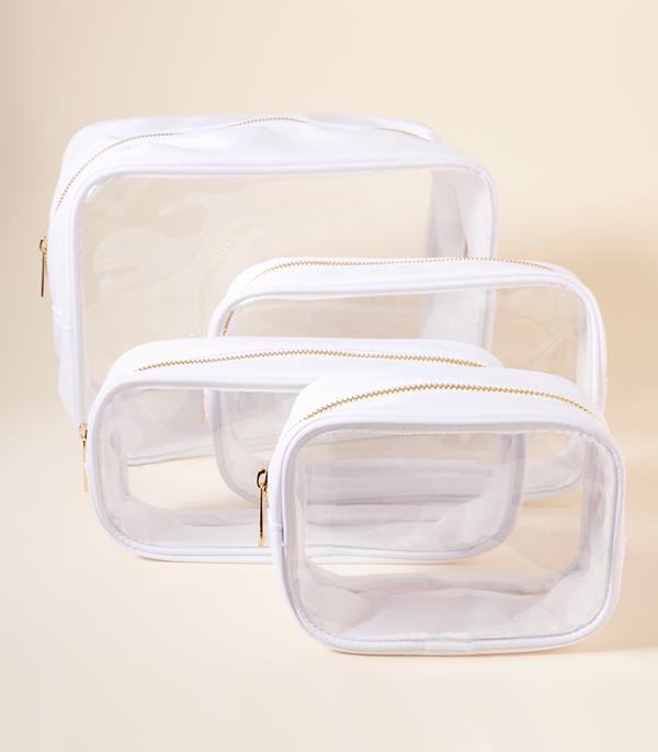 New Arrival :: Wholesale 4PC Set Clear Travel Pouch Set