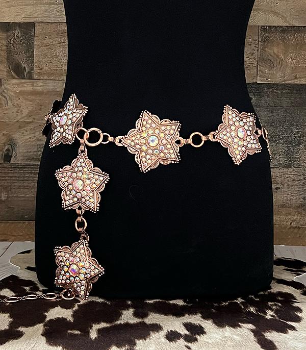 BELTS :: Wholesale Rhinestone Star Concho Belt