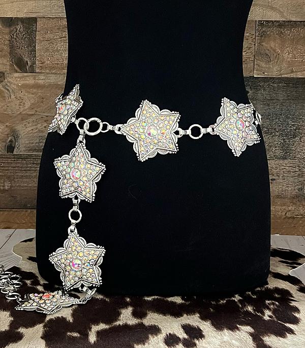 BELTS :: Wholesale Rhinestone Star Concho Belt