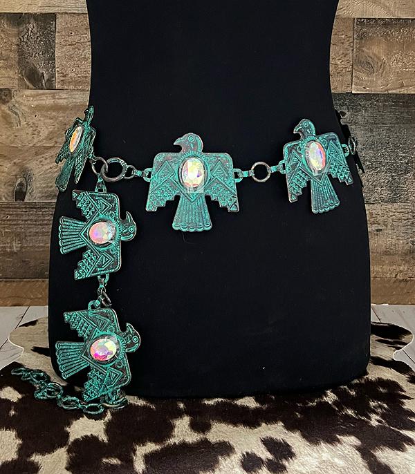 BELTS :: Wholesale Glass Stone Thunderbird Concho Belt