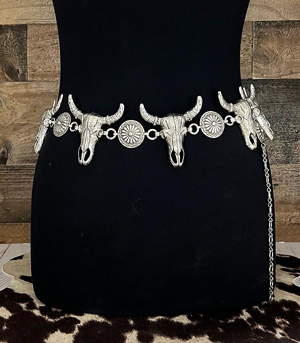 BELTS :: Wholesale Tipi Brand Steer Skull Concho Belt