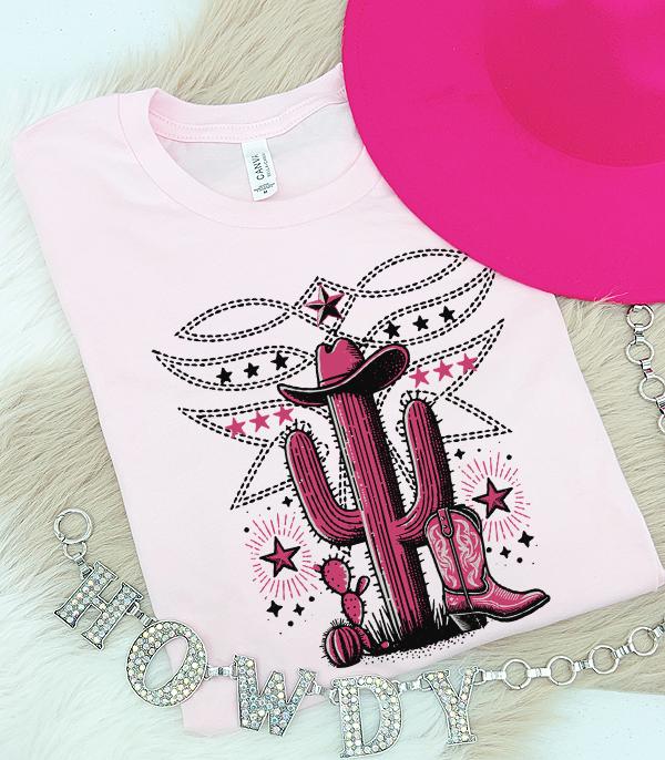 GRAPHIC TEES :: GRAPHIC TEES :: Wholesale Western Boot Stitch Cactus Tshirt