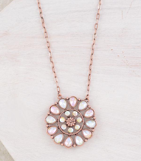 NECKLACES :: CHAIN WITH PENDANT :: Wholesale Western Glass Stone Concho Necklace