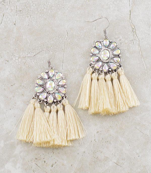 WHAT'S NEW :: Wholesale Glass Stone Concho Tassel Earrings