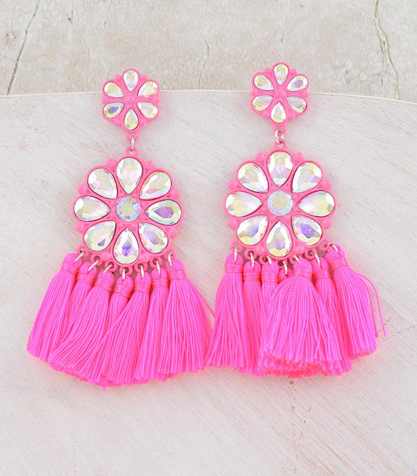 WHAT'S NEW :: Wholesale AB Glass Stone Tassel Earrings