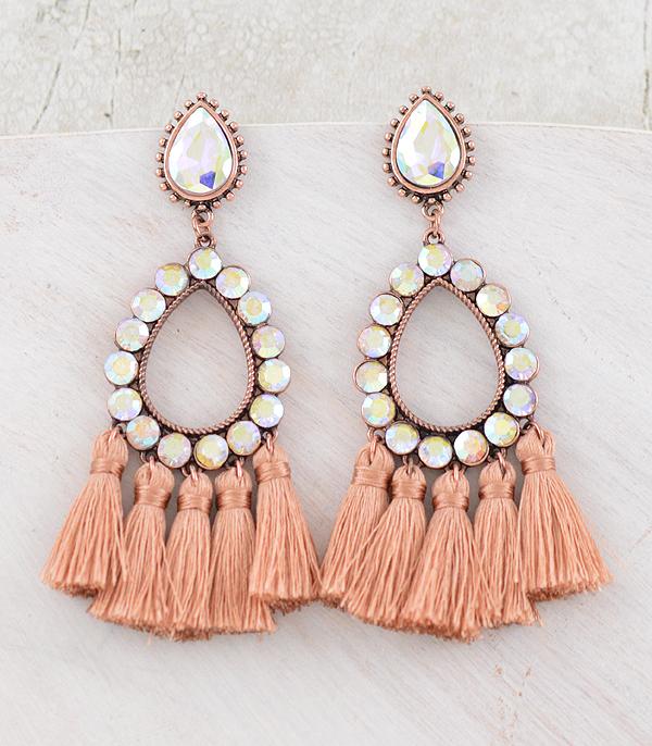 WHAT'S NEW :: Wholesale AB Glass Stone Tassel Earrings