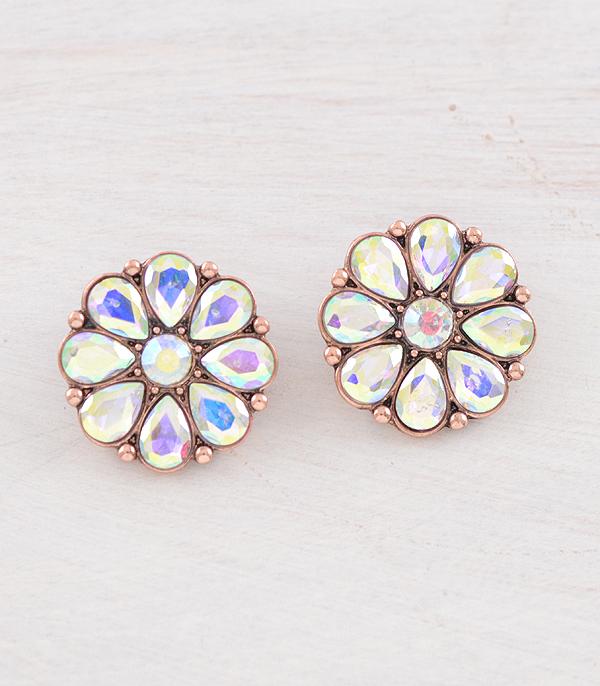 New Arrival :: Wholesale Glass Stone Concho Earrings