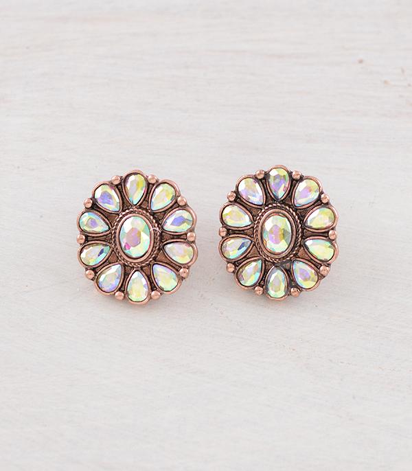 New Arrival :: Wholesale Glass Stone Concho Earrings